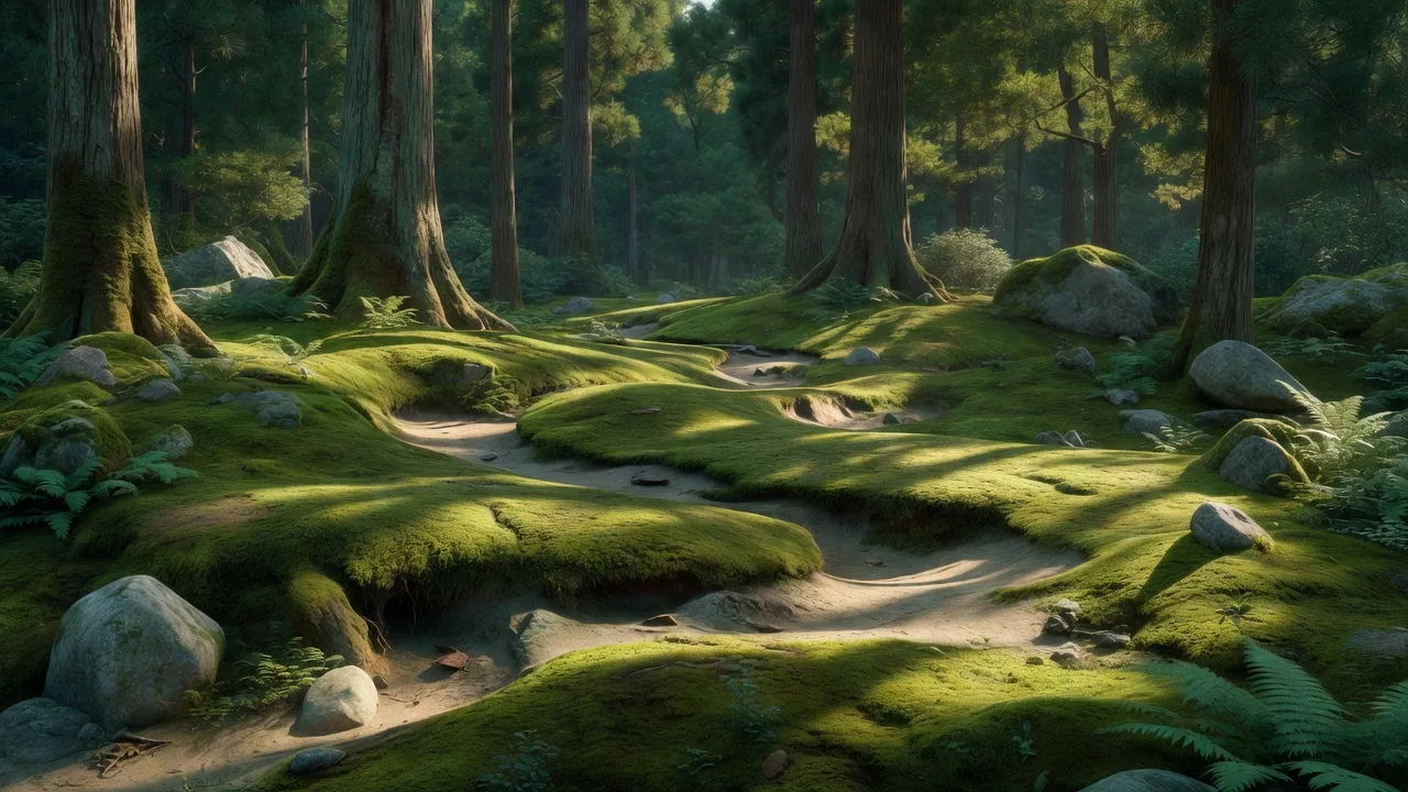 幾重にも重なる森と苔