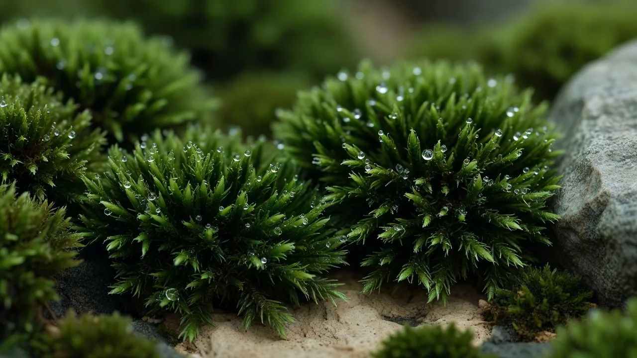 苔の質感のクローズアップ
