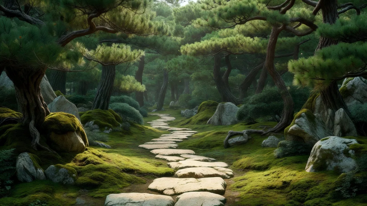 苔に覆われた松林